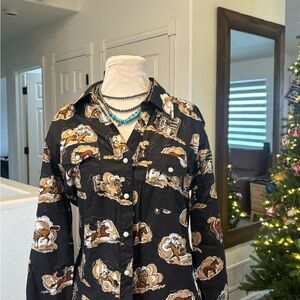 Tasha Polizzi Black and Brown Button Down Shirt